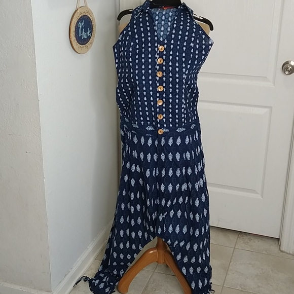 Desi Weavess Indigo Sleeveless Jodhpuri Jumpsuit - Picture 6 of 13